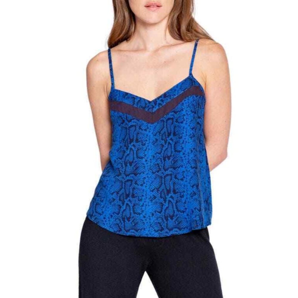 PJ Salvage Out of Office Cami Sleep Top Pajama Tank sz M Blue Snakeskin RDOOC